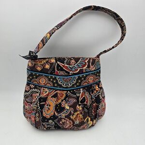Vera Bradley Night Owl Paisley Quilted Cotton Small Shoulder Bag Hobo Purse